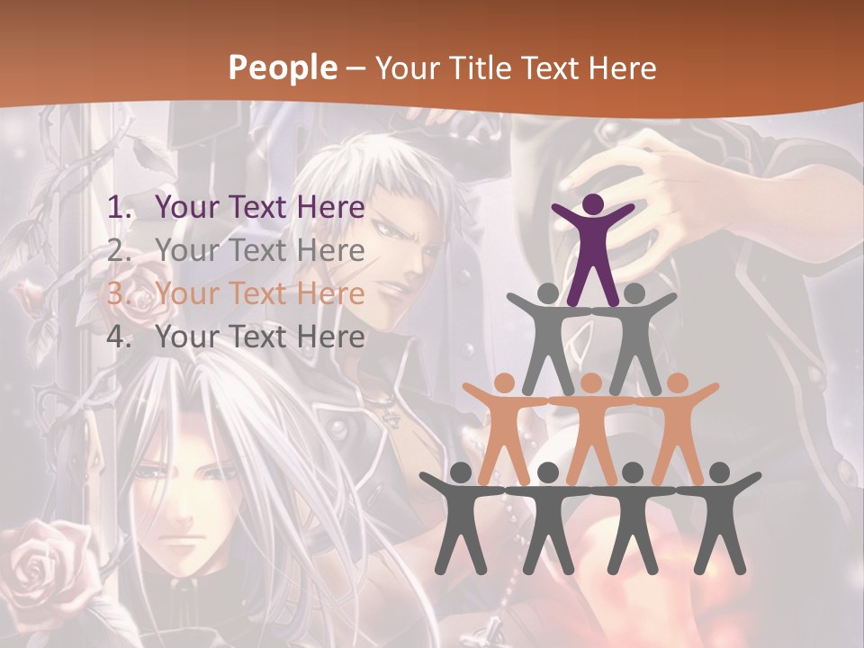 A Group Of Anime Characters With A Brown Background PowerPoint Template