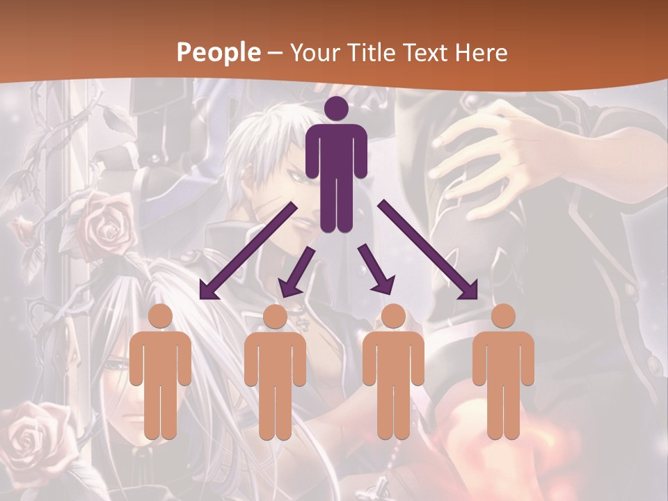 A Group Of Anime Characters With A Brown Background PowerPoint Template