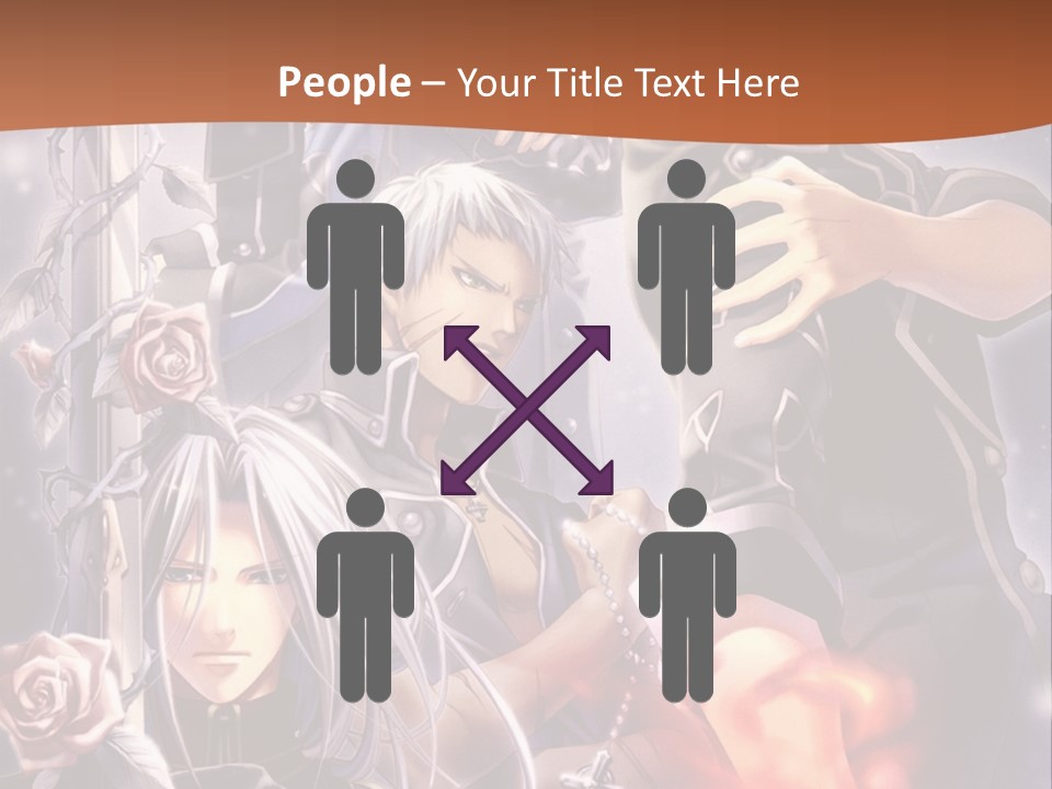 A Group Of Anime Characters With A Brown Background PowerPoint Template