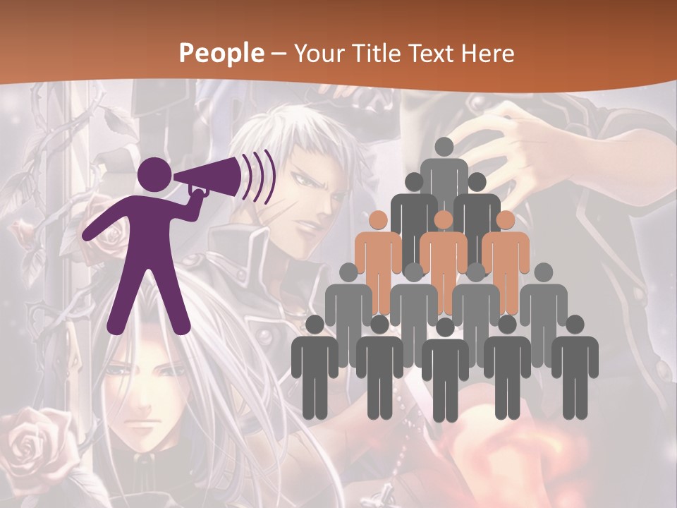 A Group Of Anime Characters With A Brown Background PowerPoint Template