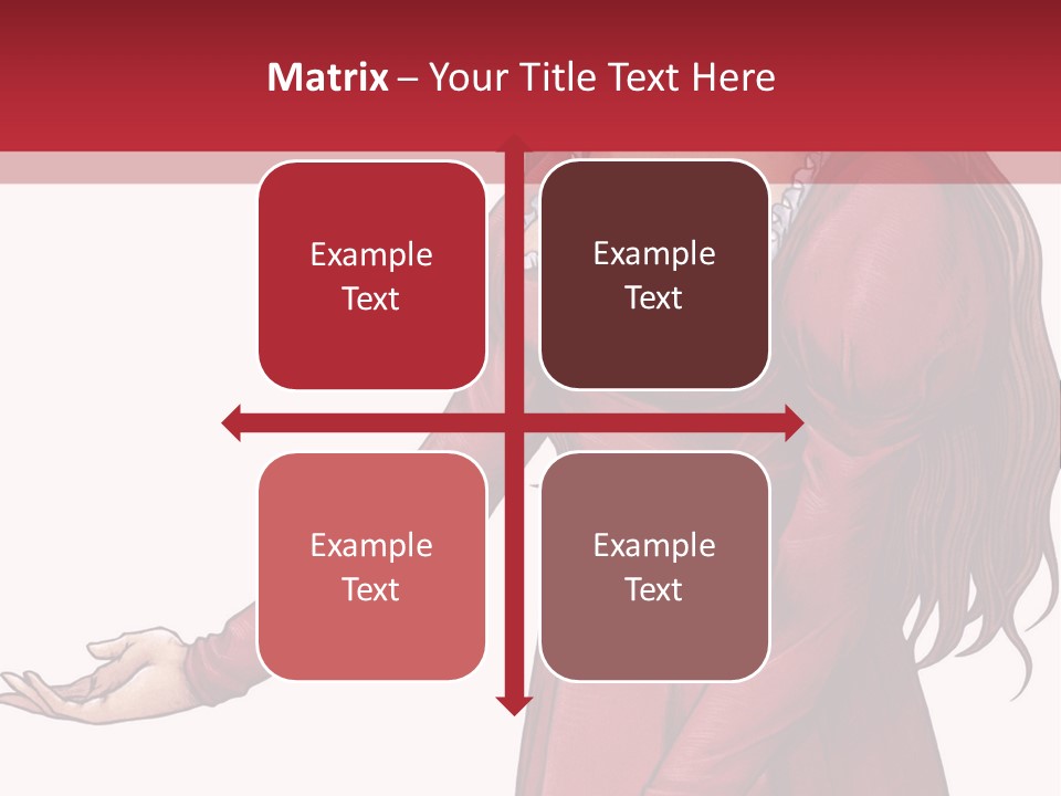 A Woman In A Red Dress With Her Hands Out PowerPoint Template