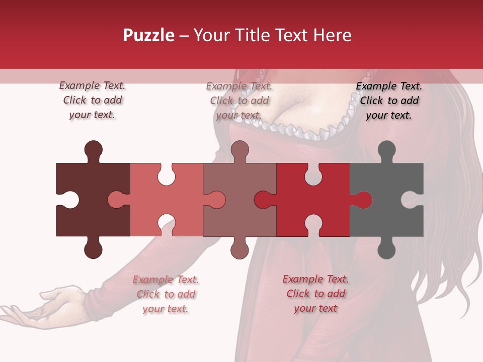 A Woman In A Red Dress With Her Hands Out PowerPoint Template