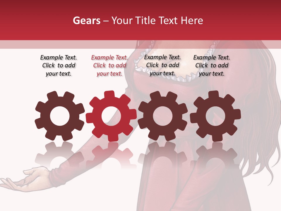 A Woman In A Red Dress With Her Hands Out PowerPoint Template