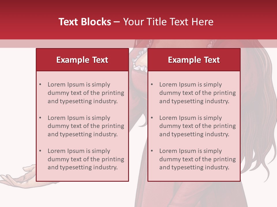 A Woman In A Red Dress With Her Hands Out PowerPoint Template