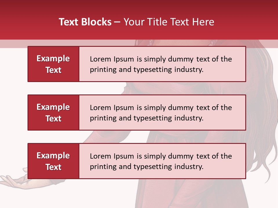 A Woman In A Red Dress With Her Hands Out PowerPoint Template