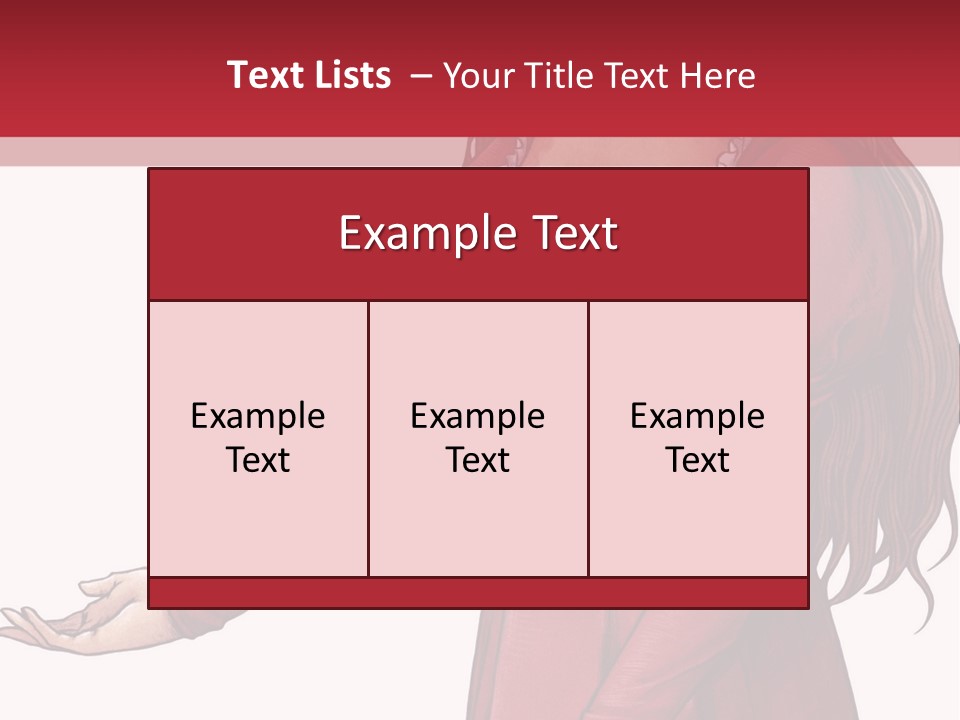 A Woman In A Red Dress With Her Hands Out PowerPoint Template