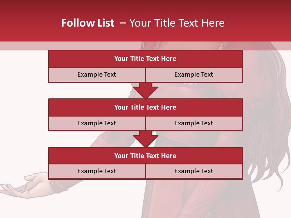 A Woman In A Red Dress With Her Hands Out PowerPoint Template