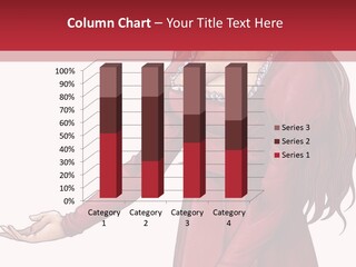 A Woman In A Red Dress With Her Hands Out PowerPoint Template