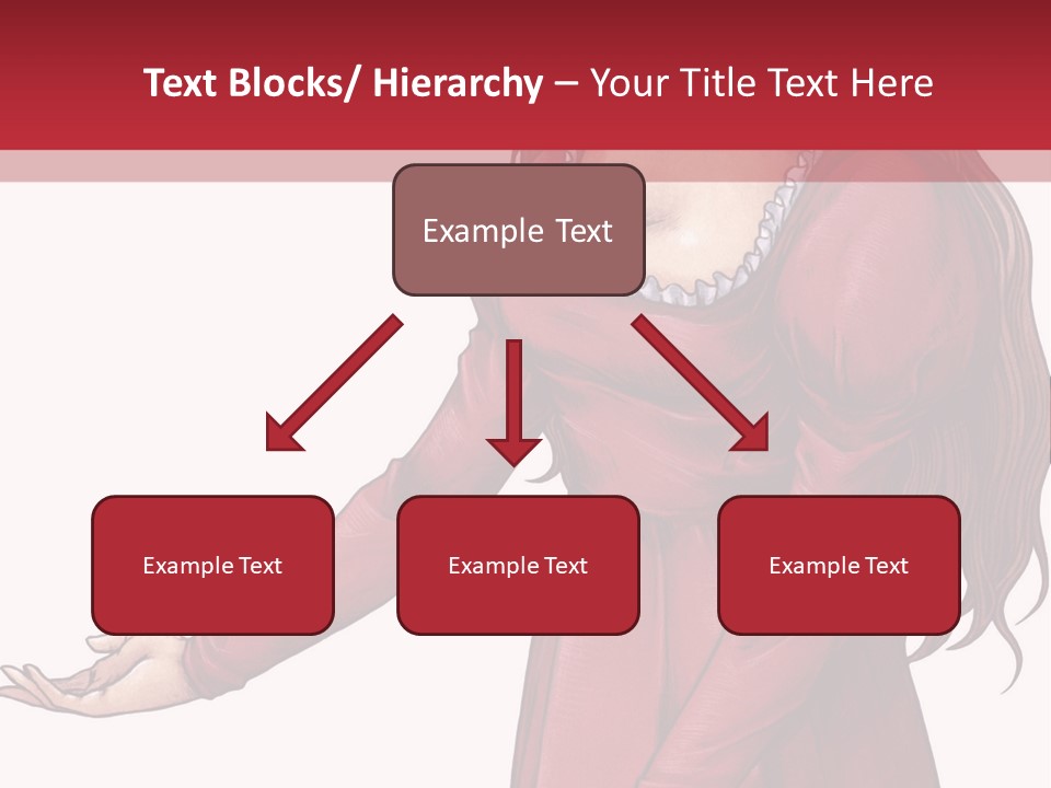 A Woman In A Red Dress With Her Hands Out PowerPoint Template