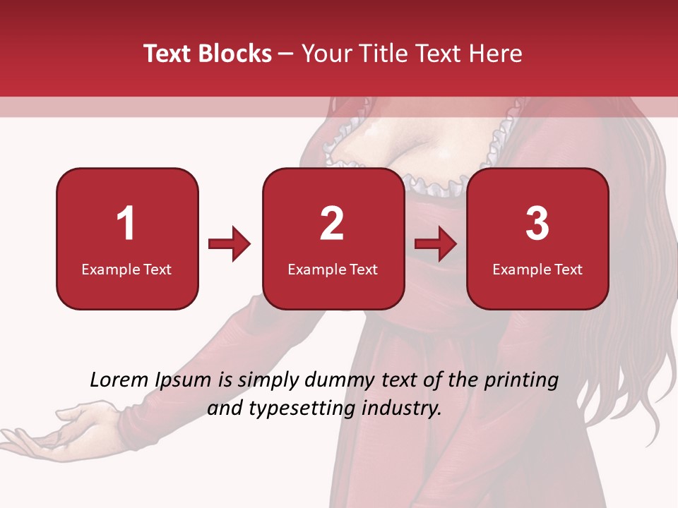 A Woman In A Red Dress With Her Hands Out PowerPoint Template