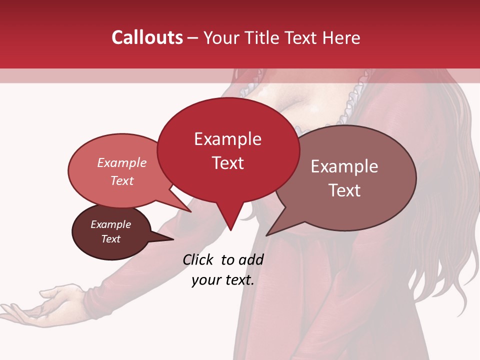 A Woman In A Red Dress With Her Hands Out PowerPoint Template