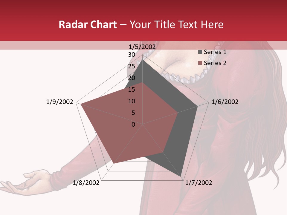 A Woman In A Red Dress With Her Hands Out PowerPoint Template