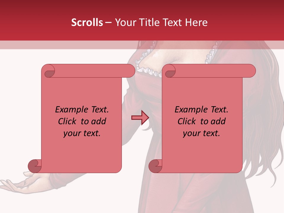 A Woman In A Red Dress With Her Hands Out PowerPoint Template