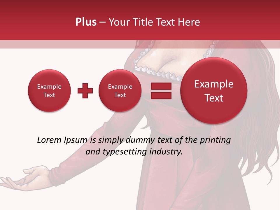 A Woman In A Red Dress With Her Hands Out PowerPoint Template