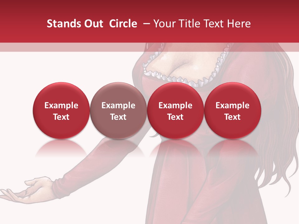 A Woman In A Red Dress With Her Hands Out PowerPoint Template