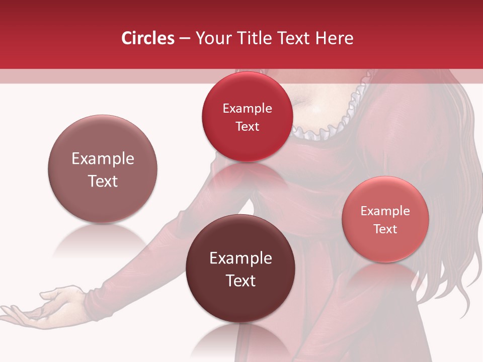 A Woman In A Red Dress With Her Hands Out PowerPoint Template
