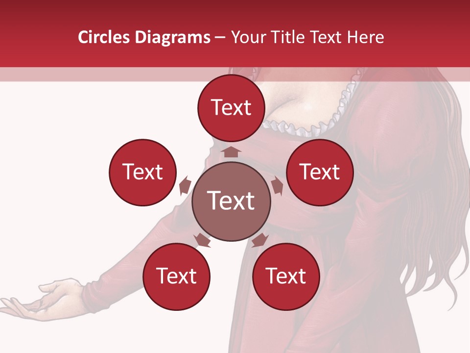 A Woman In A Red Dress With Her Hands Out PowerPoint Template
