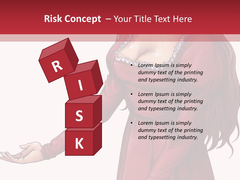 A Woman In A Red Dress With Her Hands Out PowerPoint Template