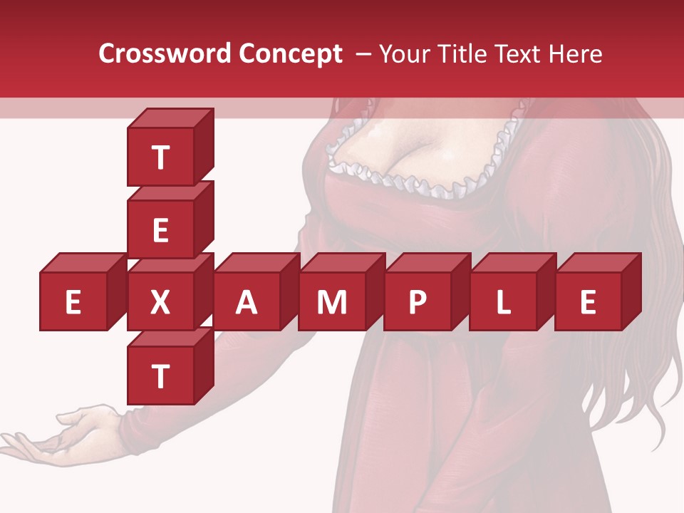 A Woman In A Red Dress With Her Hands Out PowerPoint Template