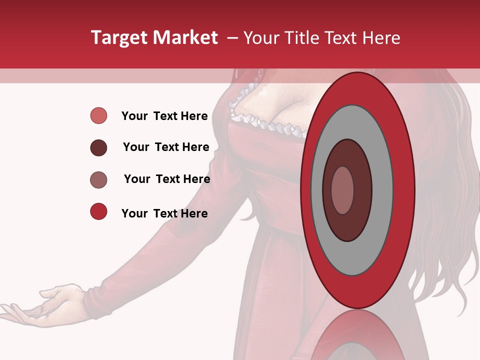 A Woman In A Red Dress With Her Hands Out PowerPoint Template