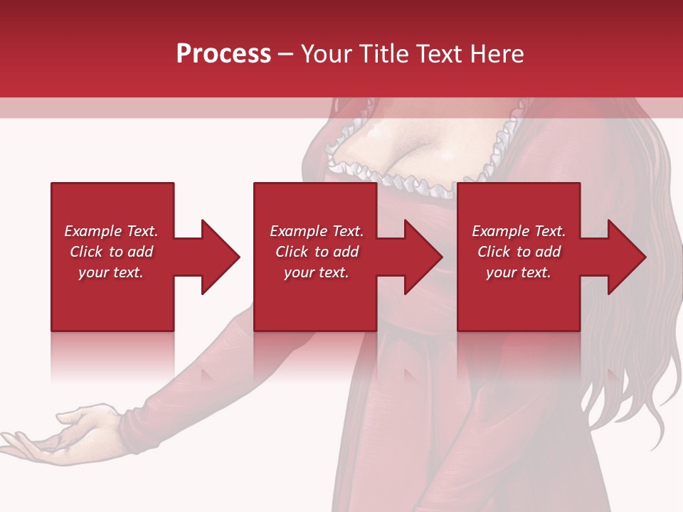 A Woman In A Red Dress With Her Hands Out PowerPoint Template