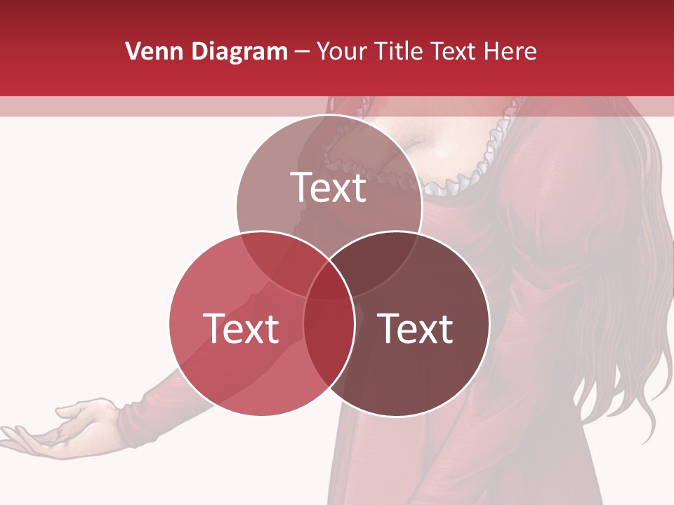 A Woman In A Red Dress With Her Hands Out PowerPoint Template