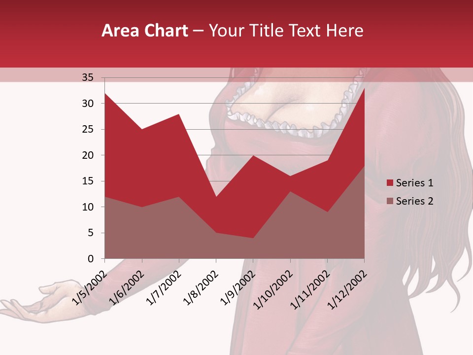 A Woman In A Red Dress With Her Hands Out PowerPoint Template