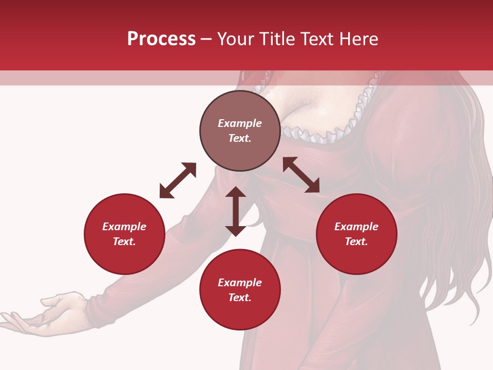 A Woman In A Red Dress With Her Hands Out PowerPoint Template