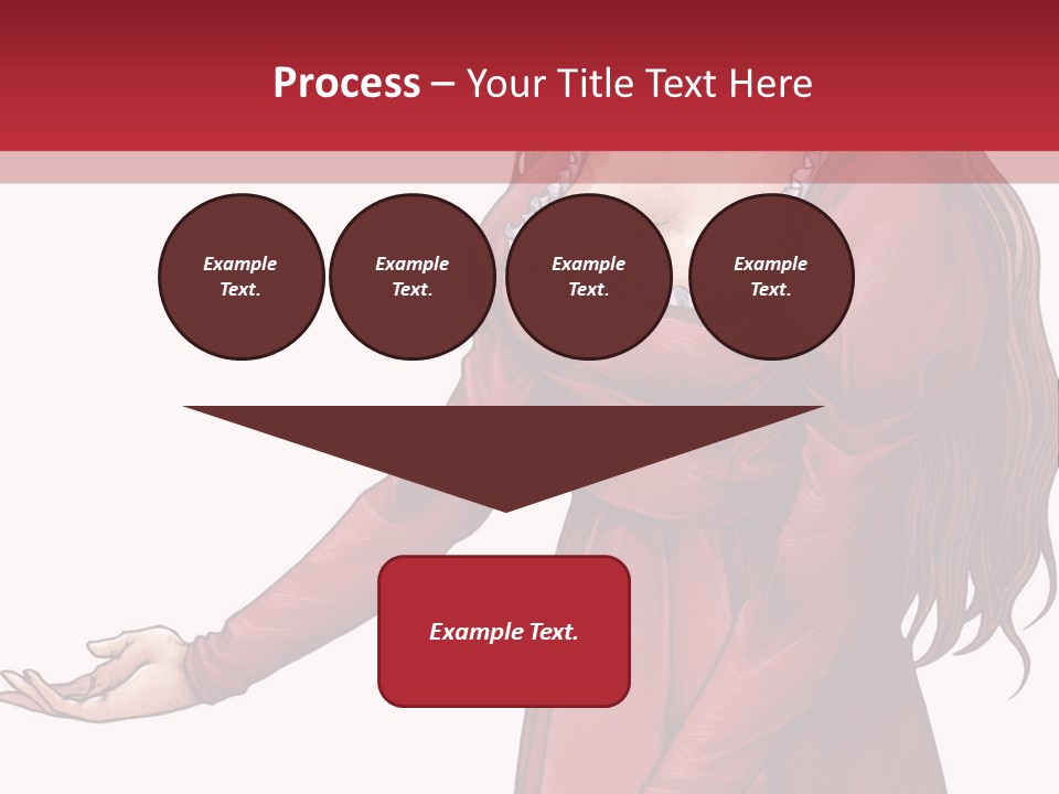 A Woman In A Red Dress With Her Hands Out PowerPoint Template