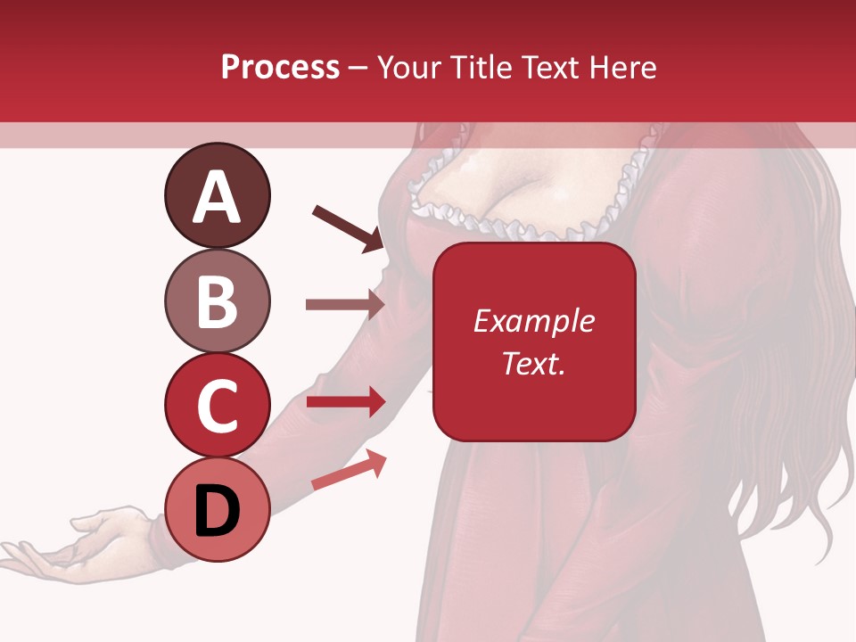 A Woman In A Red Dress With Her Hands Out PowerPoint Template