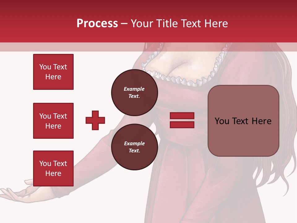 A Woman In A Red Dress With Her Hands Out PowerPoint Template