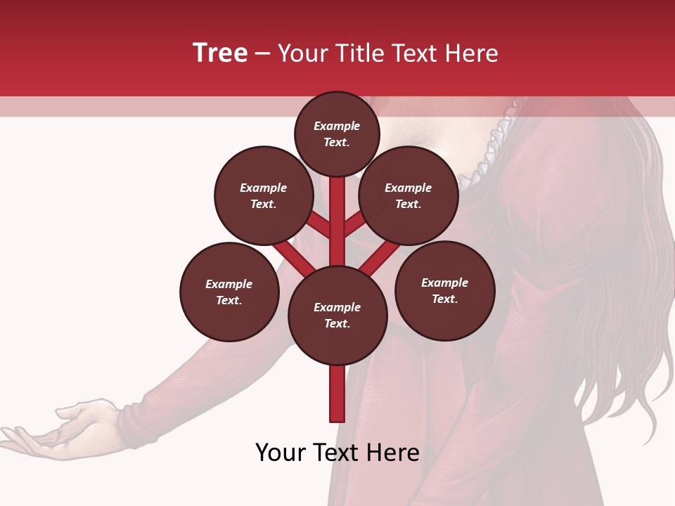 A Woman In A Red Dress With Her Hands Out PowerPoint Template