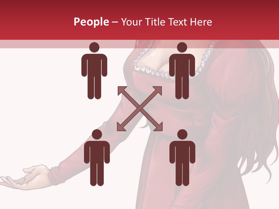 A Woman In A Red Dress With Her Hands Out PowerPoint Template