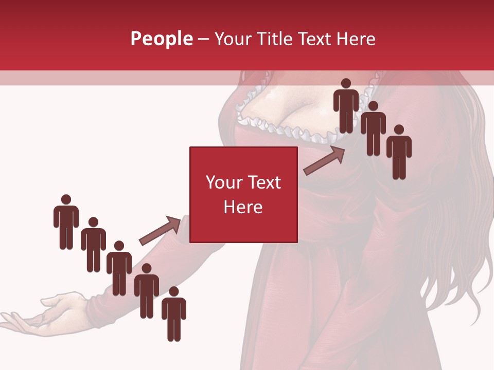A Woman In A Red Dress With Her Hands Out PowerPoint Template