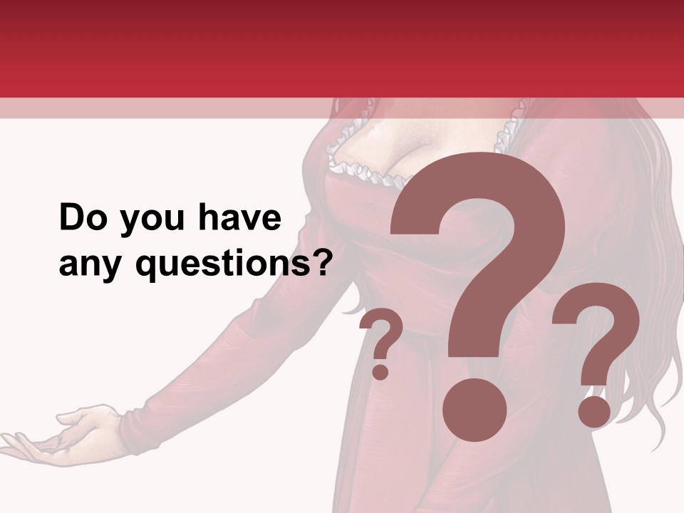 A Woman In A Red Dress With Her Hands Out PowerPoint Template