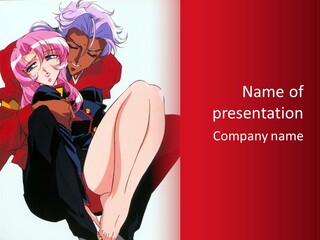 A Couple Of Anime Characters Sitting Next To Each Other PowerPoint Template