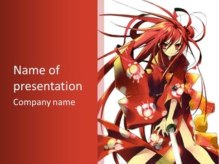 A Woman In A Red Dress With Long Hair PowerPoint Template