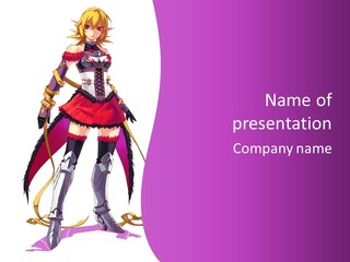 A Woman In A Red Dress Is Holding A Sword PowerPoint Template