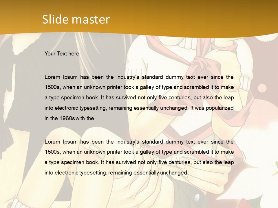 A Couple Of Anime Characters Sitting Next To Each Other PowerPoint Template