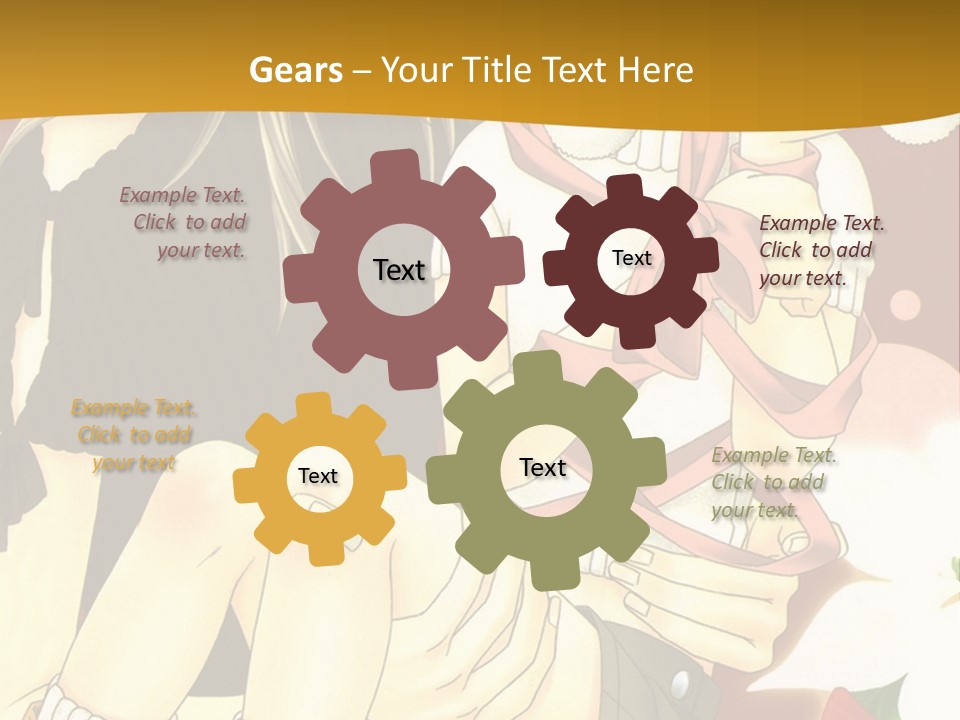 A Couple Of Anime Characters Sitting Next To Each Other PowerPoint Template