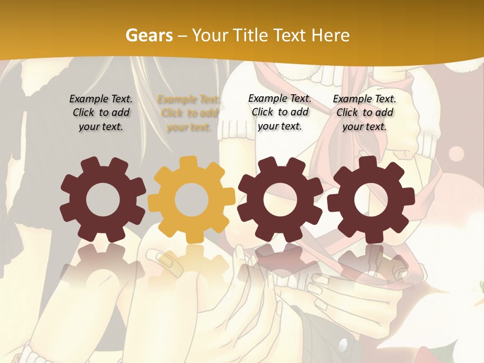 A Couple Of Anime Characters Sitting Next To Each Other PowerPoint Template