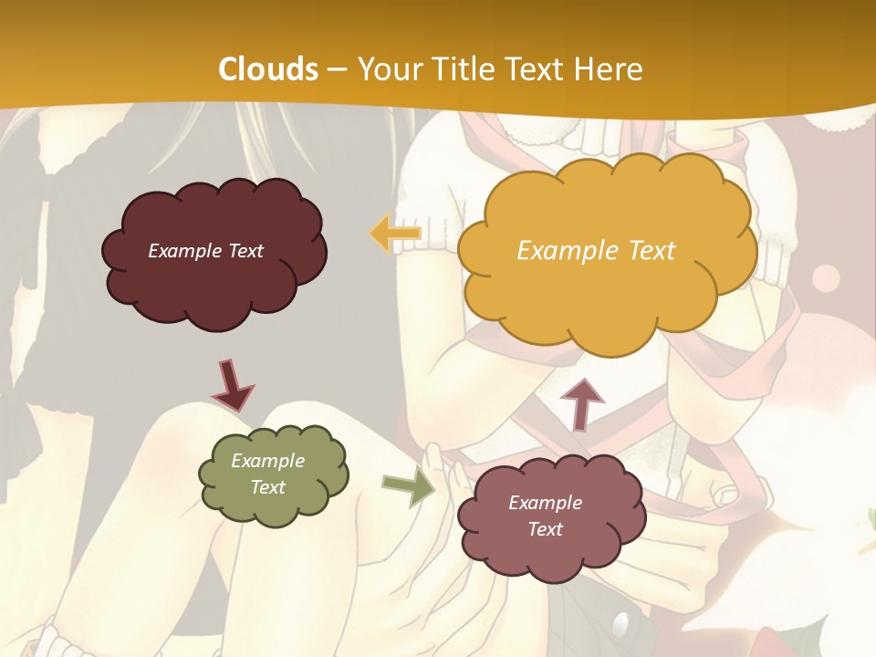 A Couple Of Anime Characters Sitting Next To Each Other PowerPoint Template
