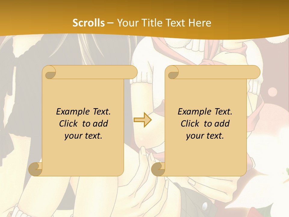 A Couple Of Anime Characters Sitting Next To Each Other PowerPoint Template