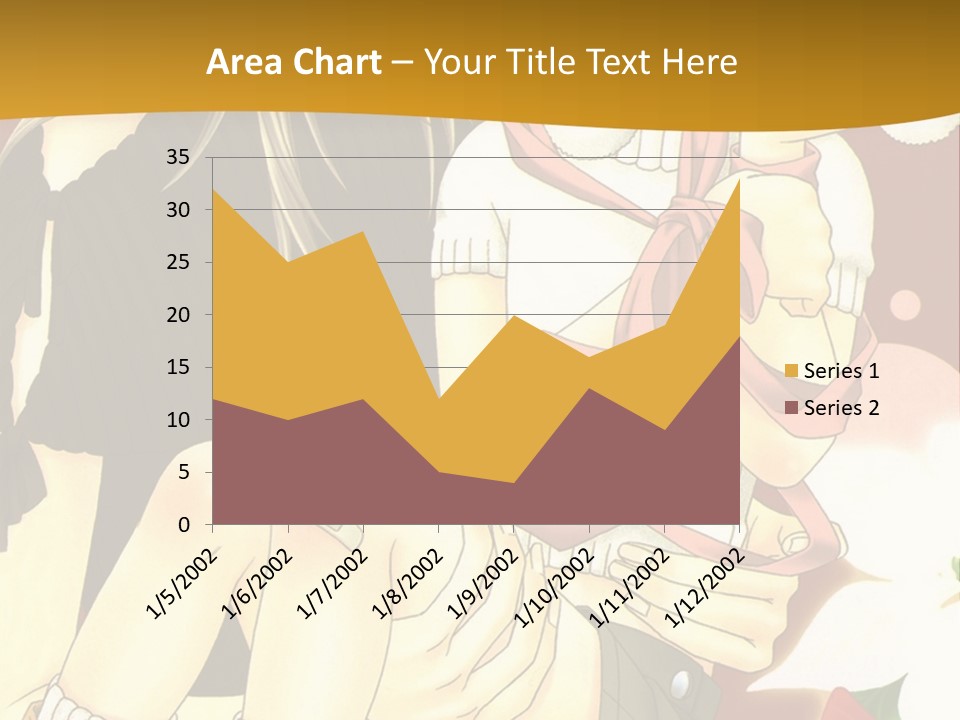 A Couple Of Anime Characters Sitting Next To Each Other PowerPoint Template