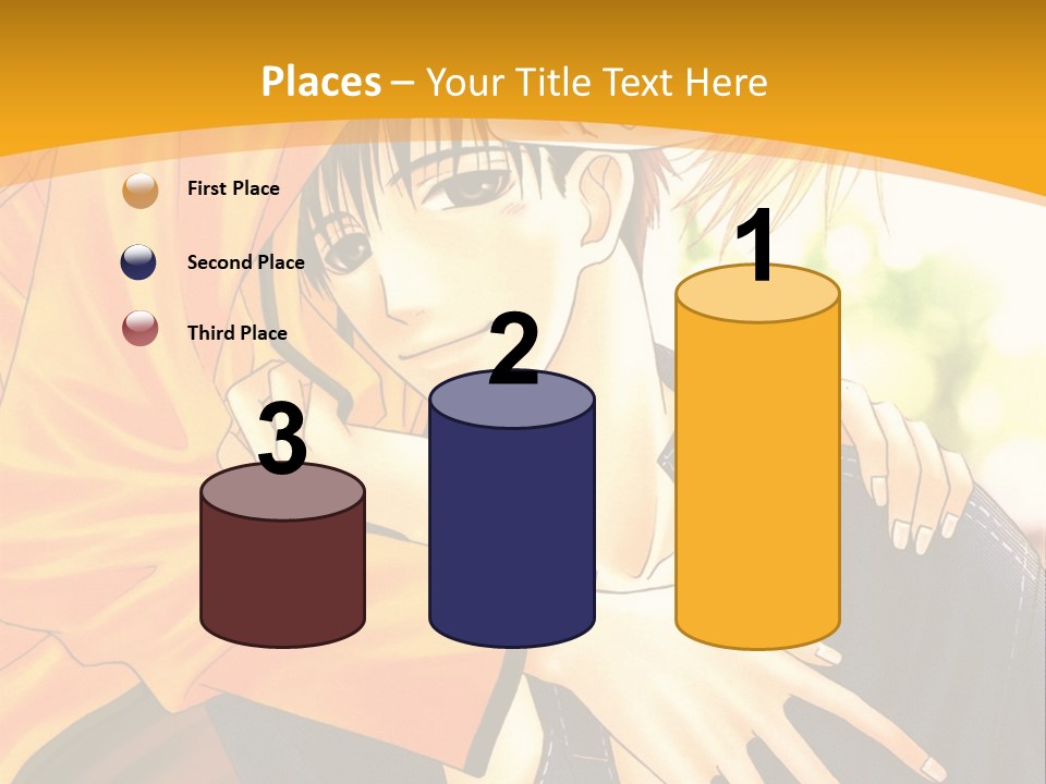 A Man And Woman Hugging In Front Of A Yellow Background PowerPoint Template