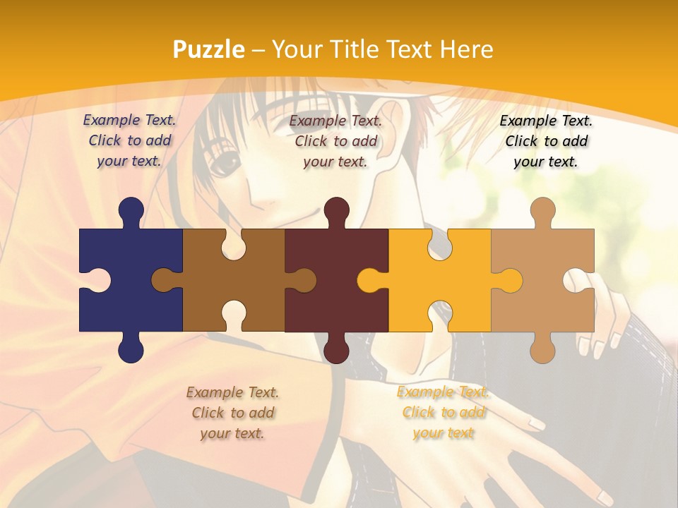 A Man And Woman Hugging In Front Of A Yellow Background PowerPoint Template