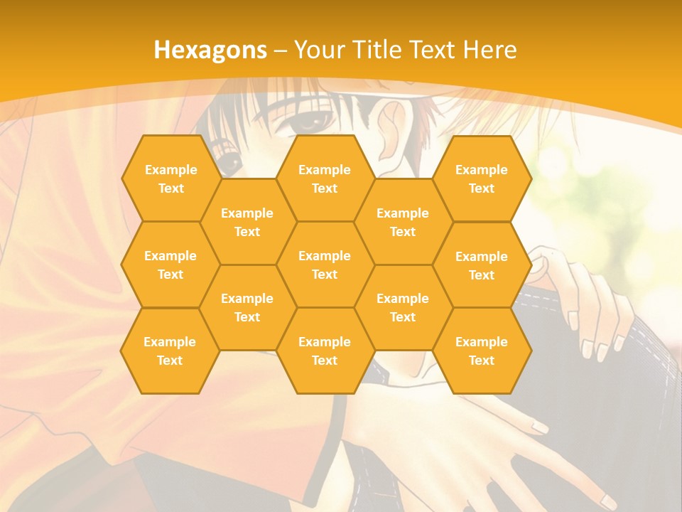 A Man And Woman Hugging In Front Of A Yellow Background PowerPoint Template