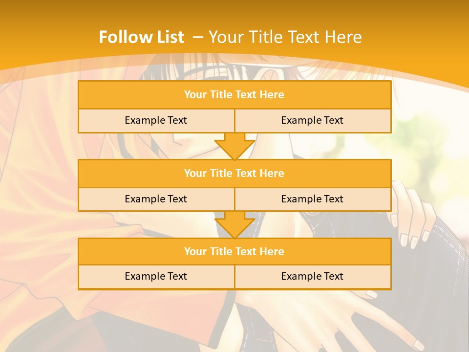 A Man And Woman Hugging In Front Of A Yellow Background PowerPoint Template