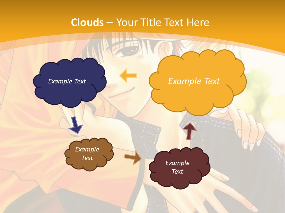 A Man And Woman Hugging In Front Of A Yellow Background PowerPoint Template