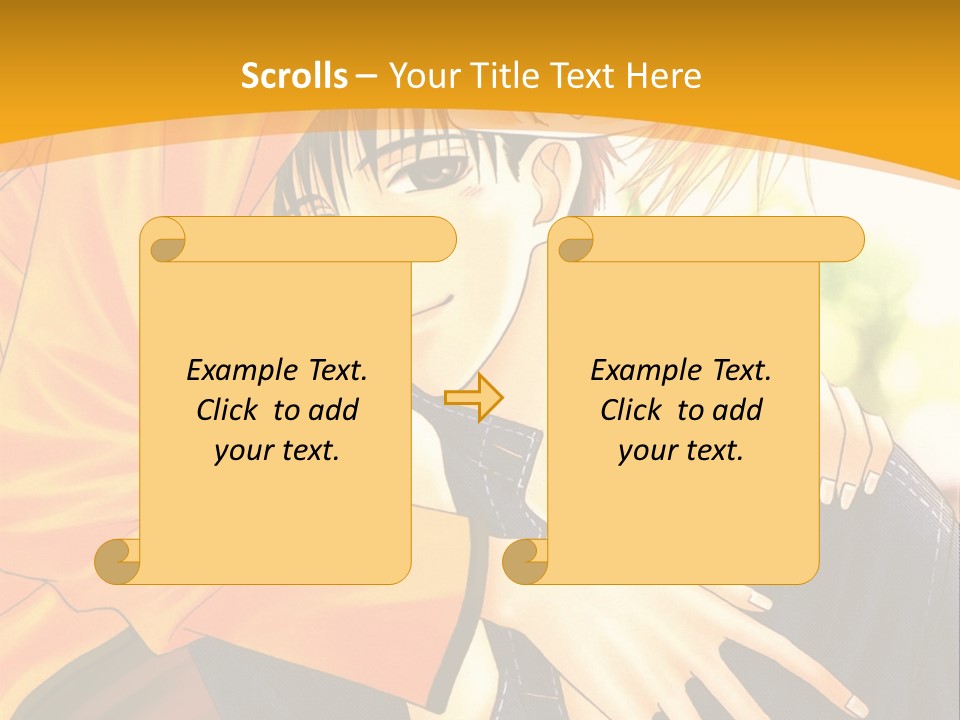 A Man And Woman Hugging In Front Of A Yellow Background PowerPoint Template